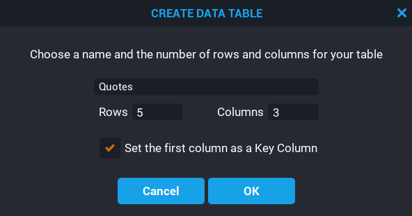 Create Data Table
