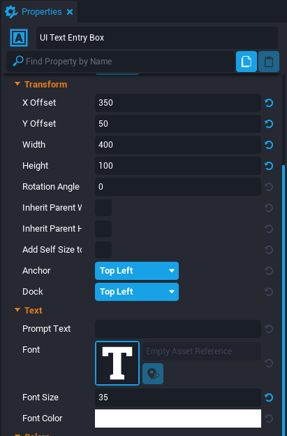 !UI Text Entry Box Properties